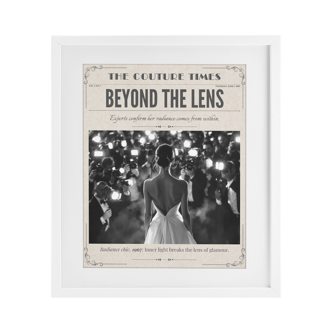 Stupell Industries The Couture Times Magazine Framed Print Under Glass, design by A Barefoot Stylist